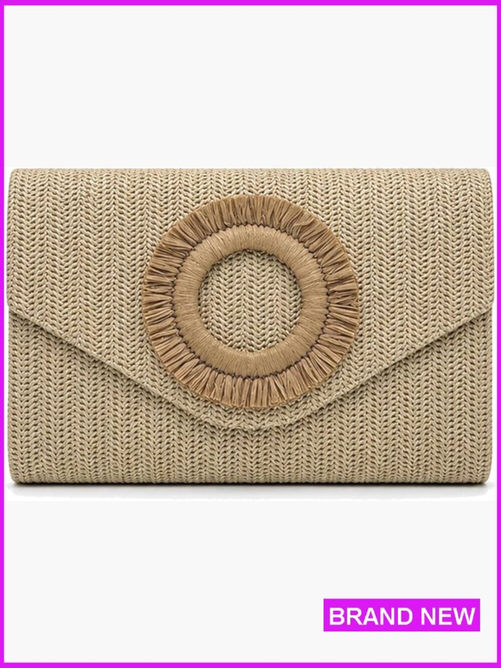 Woven Straw Clutch Purse Crossbody Summer Beach Vacation Shoulder Handbag